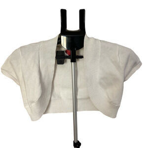 DEREK HEART WHITE SWEATER SHORT SLEEVE BOLERO